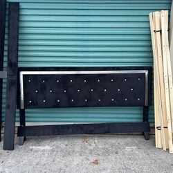 Nice Blk Bed Frame With Head Board And Two Chairs To Match