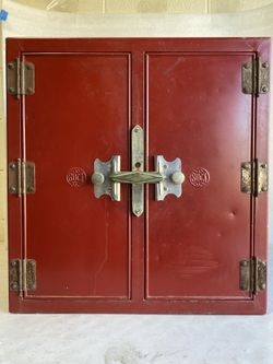 Vintage Heavy Metal Box, (22 1/4” x 19” x 21”) Red - As Shown