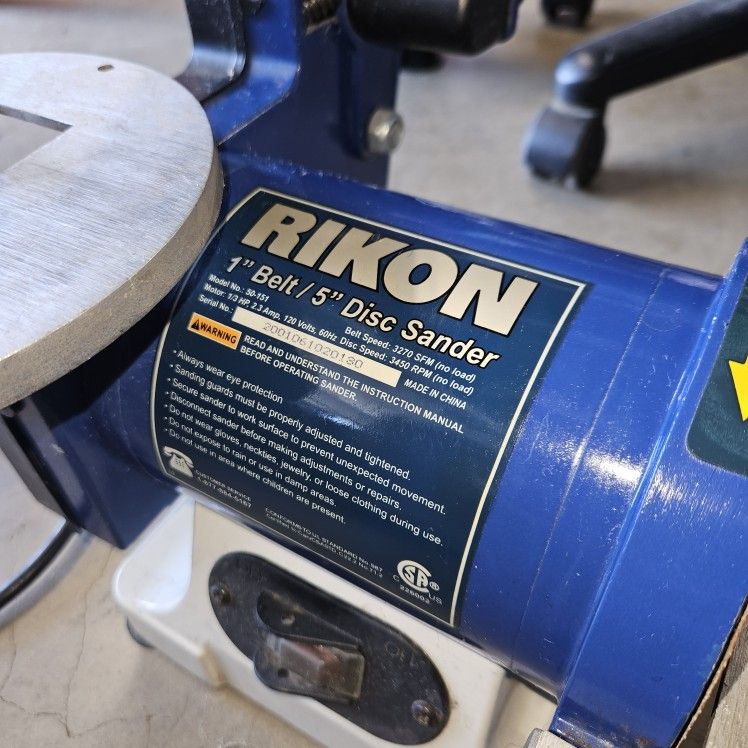 RIKON Model 50 1305: 1” x 30” Belt 5” Disc Sander
