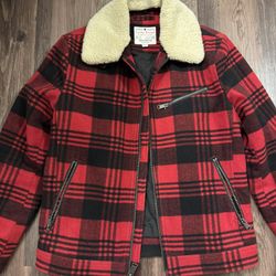 Men’s Lucky Brand Sherpa Collar Coat Wool Size Small 