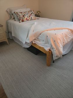 Twin matress and wood bed frame - maybe used 1 time