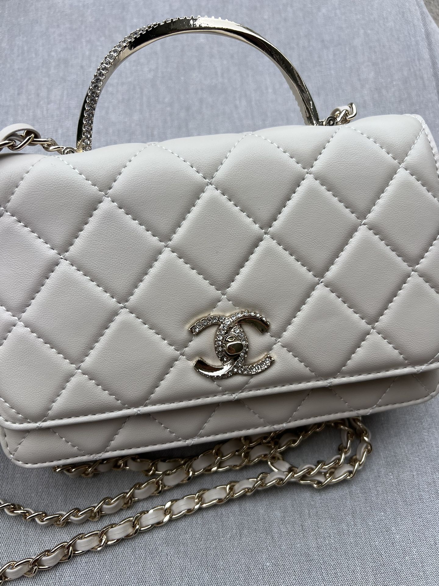 Chanel Wallet On Chain With Handle Ivory Champagne Authentic is $5700