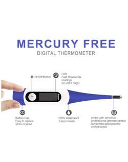 Digital Medical Thermometer - JUNING Fast Oral Temperature 16 Seconds Reading Easy Accurate and Rectal Thermometer for Baby, Children and Adults with
