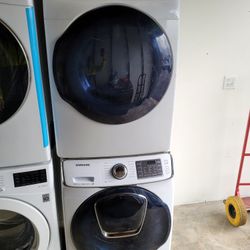 Samsung AddWash Front Load Washer And Stackable Gas Dryer Set 