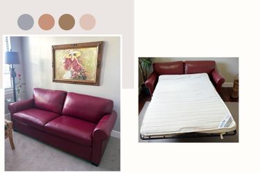 Genuine Leather Pull-Out Sofa