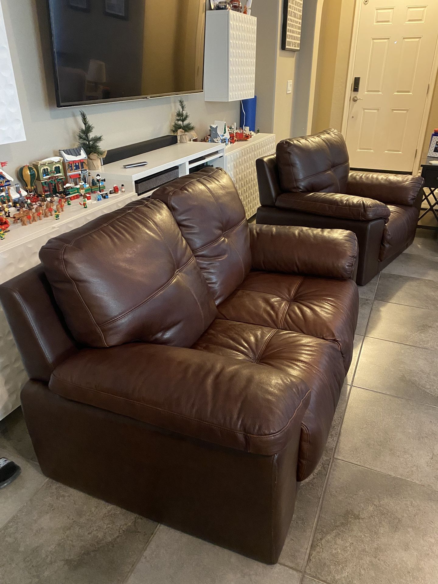 Leather 3 Piece Set Couch, Love Seat, Chair