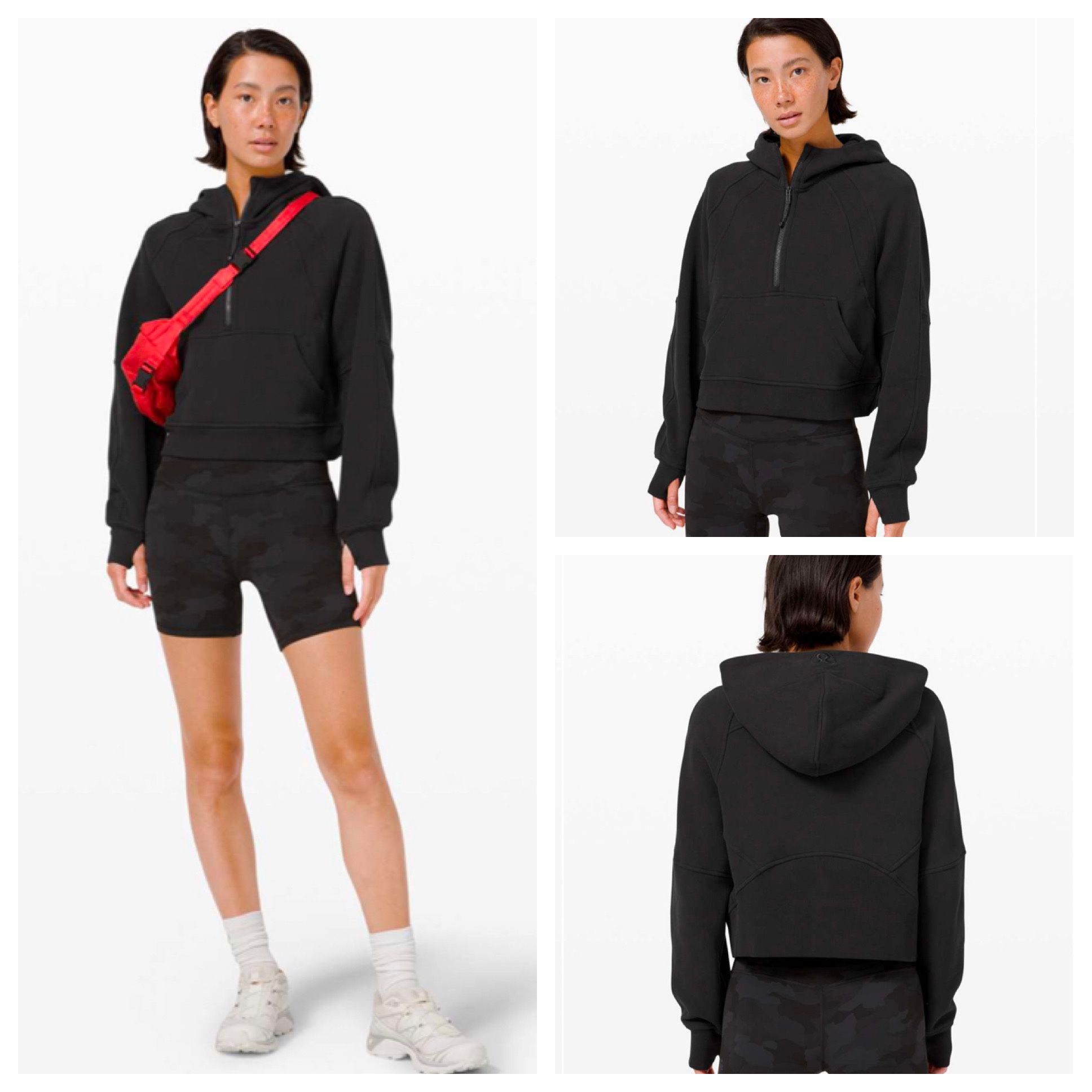 Lululemon Scuba Oversized 1/2 Zip Hoodie Black Women's Size XL/XXL Style W3DM4S