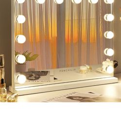 FENCHILIN Black Vanity Mirror with Lights Hollywood Lighted Makeup Mirror with 14 Dimmable LED Bulbs with 3 Colors Modes for Dressing Room & Bedroom