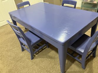 kiddie table, wood + 4 chairs. pickup only