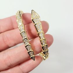 Cz diamond Gold plated women's lady's snake wrap cuff bracelet band bangle Gift
