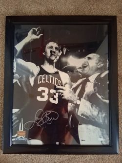 Larry Bird Signed Framed Celtics Photo Steiner COA