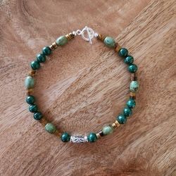 SS Green Turquoise Malachite Unisex Bracelet