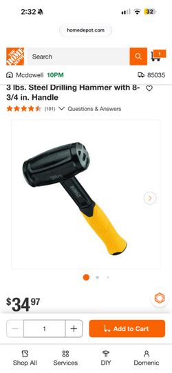 3 Ibs. Steel Drilling Hammer