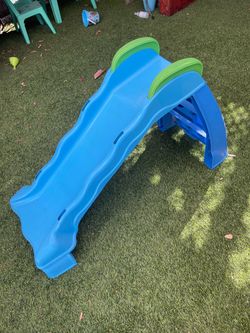 Kids Plastic Outdoor Slide Blue Green