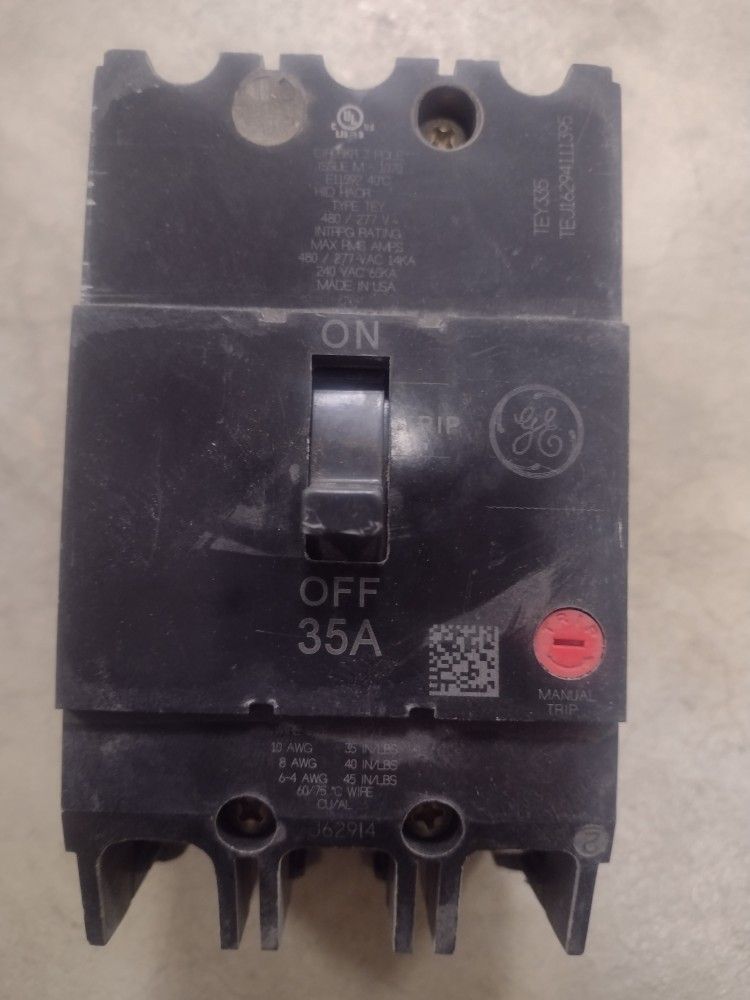 GE 480V 35Amp Breaker Type TED
