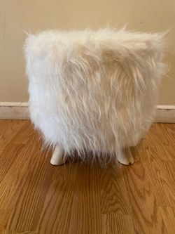 Small White Furry Stool/ Read Description