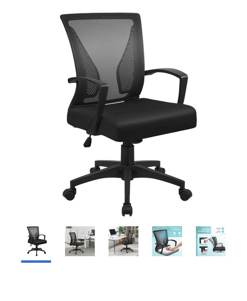 Furmax Office Mid Back Swivel Lumbar Support Desk, Computer Ergonomic Mesh Chair with Armrest