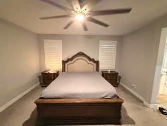 King Upholstered Sleigh Bed in Brown bedroom set
