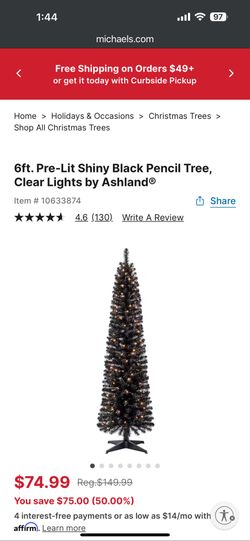6 Ft. Pre-lit Black Tree