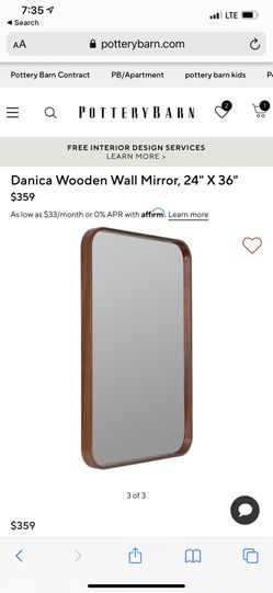 Pottery Barn Mirror 24x36