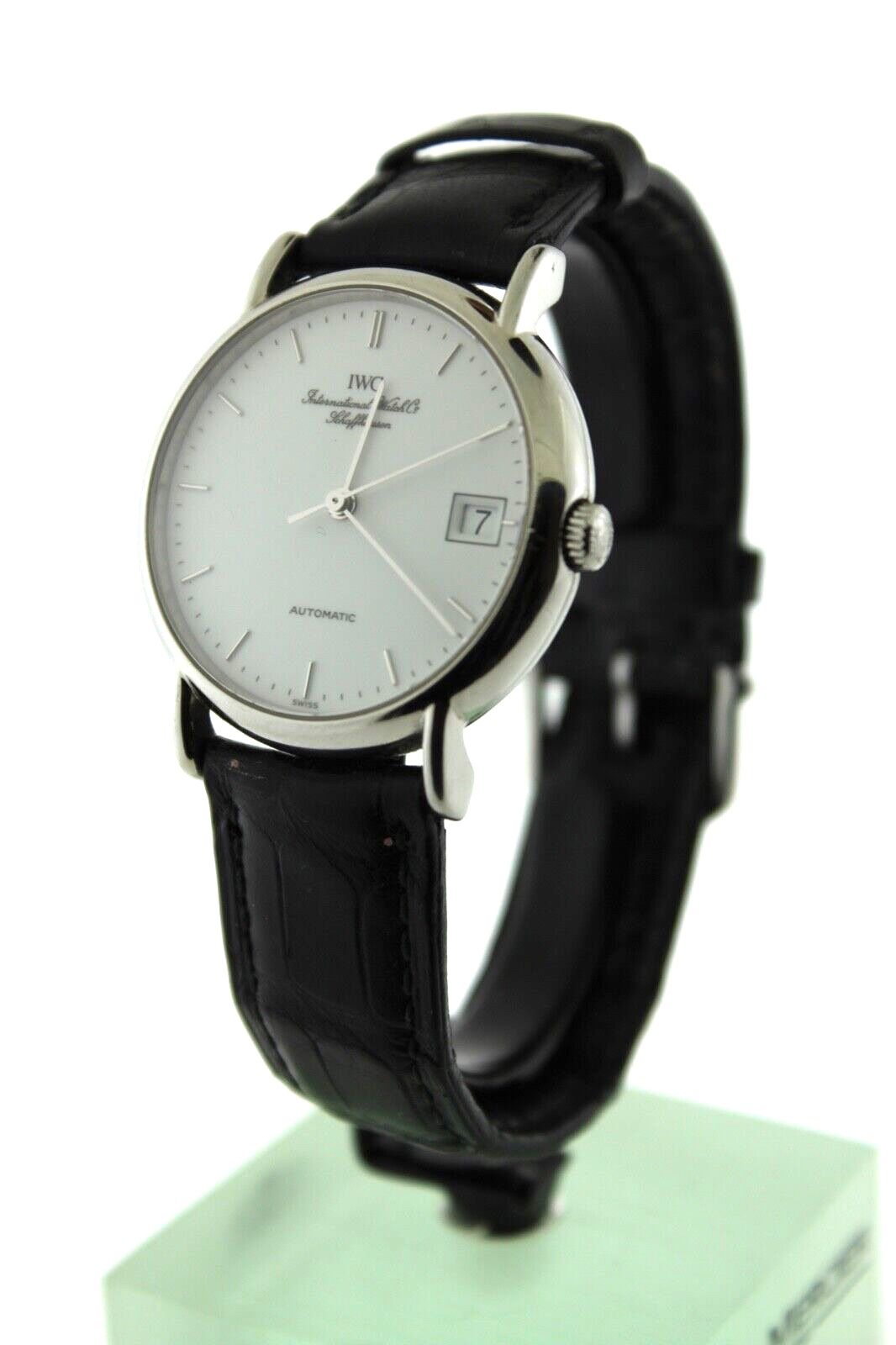 IWC Schaffhausen Automatic Men's Watch - White dial, Black leather strap