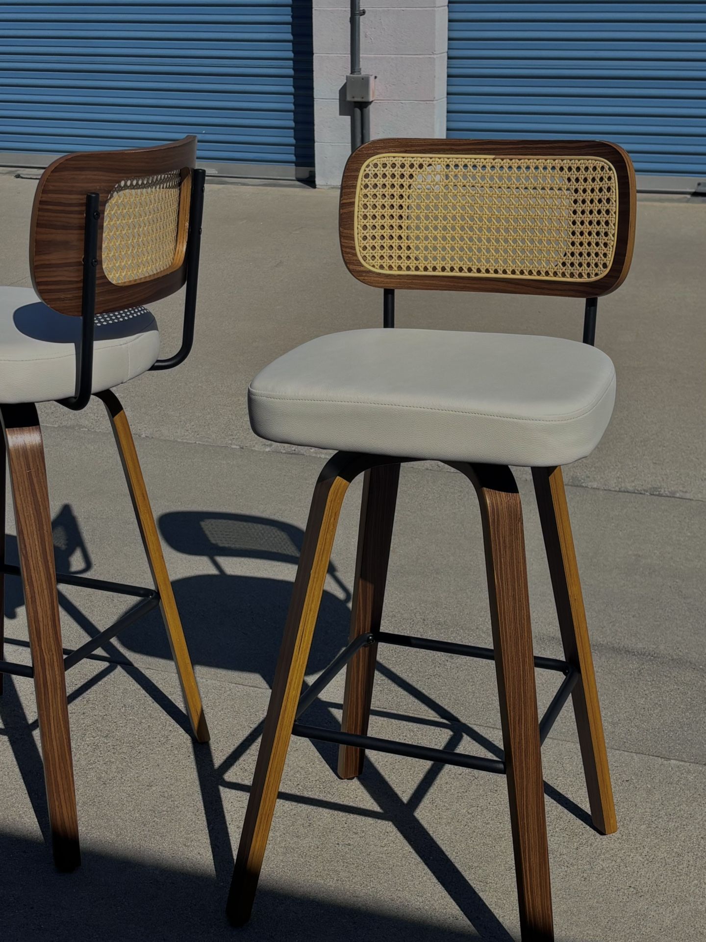 Rattan Swivel Bar Stools Set of 2