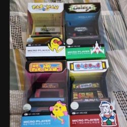 4 - MINI ARCADES GAMES NEVER USED PAC MAN ,MS PACMAN, GALAGA & DIG DUG