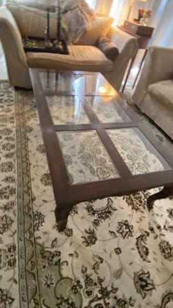 Solid Wood Glass Table
