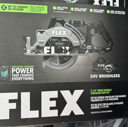 New Flex Tools Rear Handle 7.25 Circular Saw & 6 ah Stacked Lithium Kit FX2141 R-1J