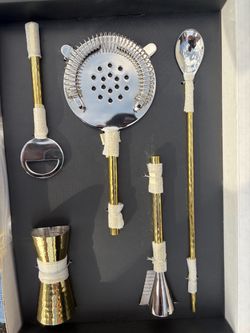 Gold and Silver Cocktail Bar Tool Set