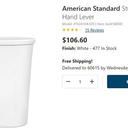 American Standard Studio S 1.28 GPF Toilet Tank (Left-Hand Lever) – New