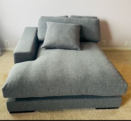 Modern Oversized Chaise Lounge Chair | Deep Seat Accent Chair | Gray