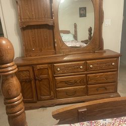 Antique solid wood, dresser, and nightstand