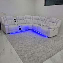 ✨WHITE POWER RECLINER SECTIONAL SOFA 