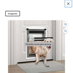 Large Dog Door for Door, Steel Dog Door for Exterior Door with Telescoping Tunnel, Magnetic Double Flaps Design and Two Sliding Lock Panels, for Pets