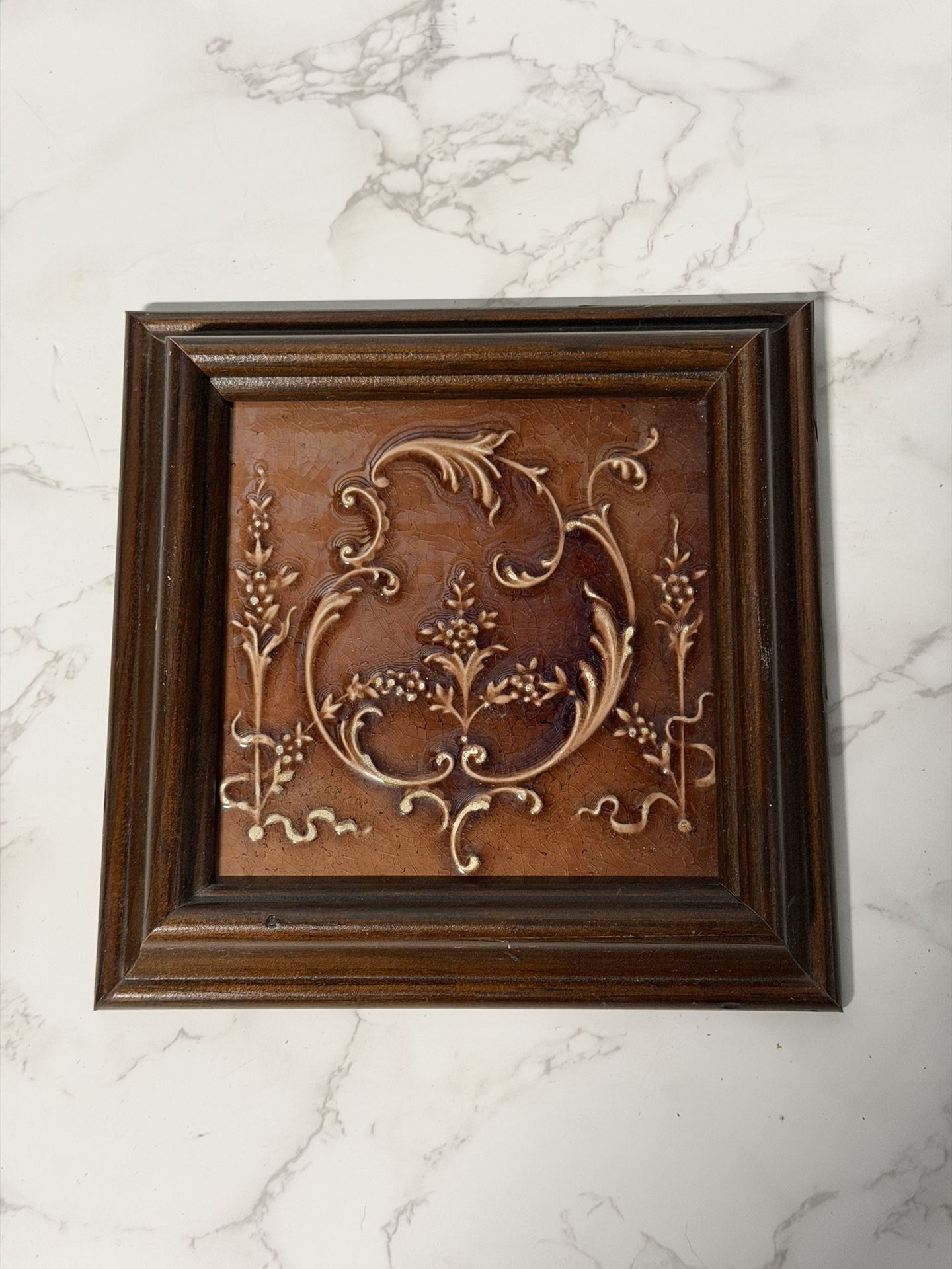 Antique 1890s Fireplace Tile Framed Art – Hewitt, Texas Architectural Salvage