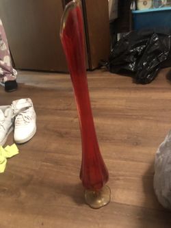 Red Retro Art Deco Vase