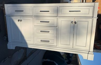 NO TOP 60” grey color double sink NO TOP BATHROOM VANITY CABINET