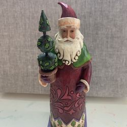 Jim Shore Santa Figurine with Topiary Tree  