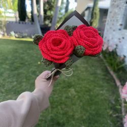 Handmade Crochet  Roses RED