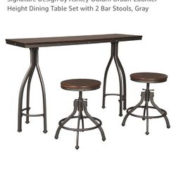 Signature Design Ashley Urban Counter Height Dinning Table with 2 stools