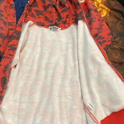 Full Zip Red Bape Hoodie