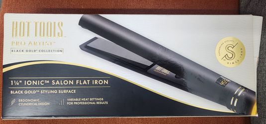 Hot Tools Pro Artist Black Gold 1 1/4" Ionic Salon Flat Iron