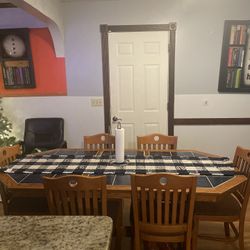 Tiles Dinning Table 6 Chair Set w Expansion 