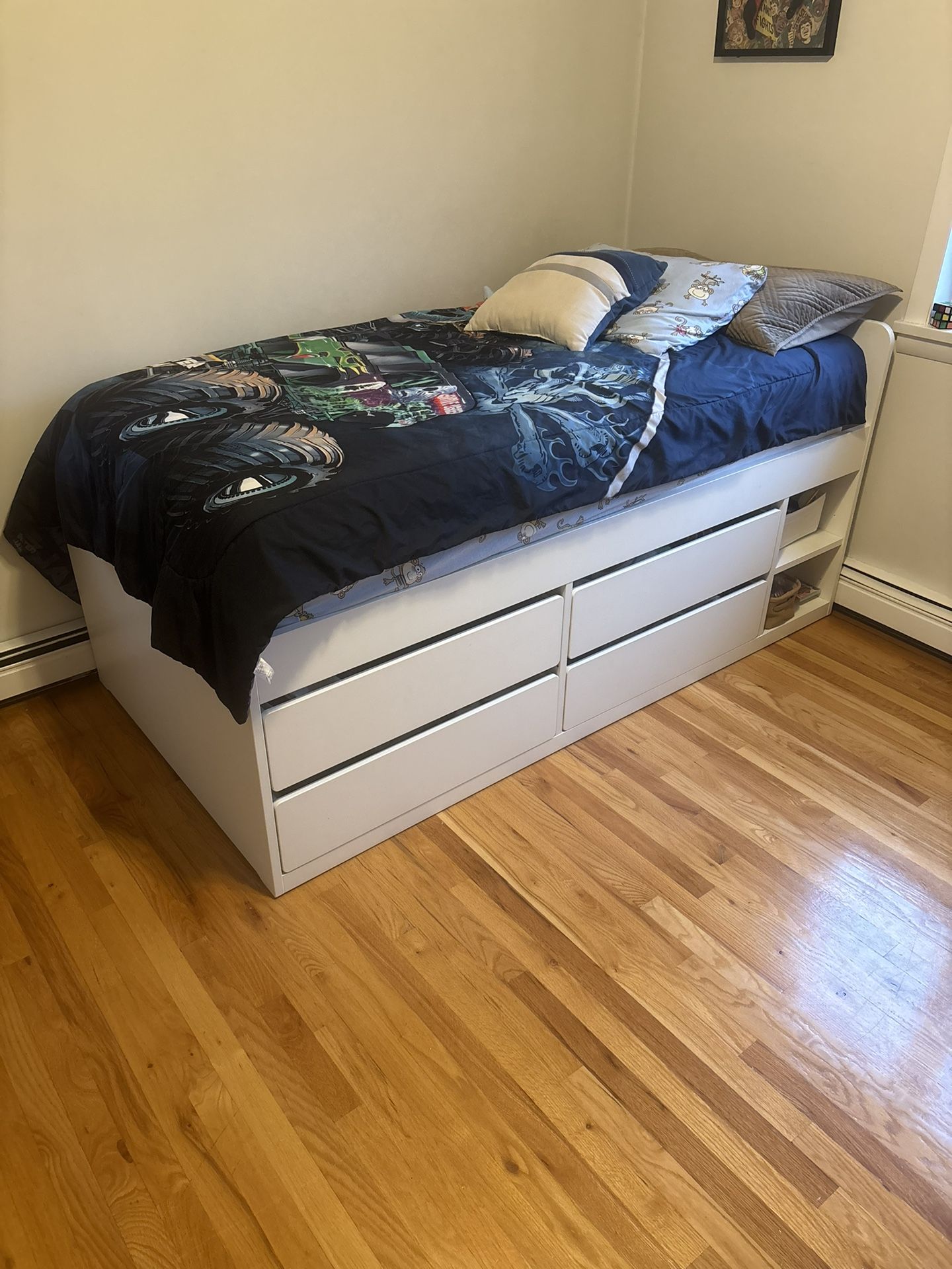 Twin Storage Bed + Matching White Desk – Great Bundle Deal!