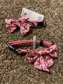 XS and Small pink dog collar with bows