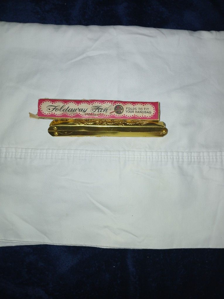 Vintage Gold Metal Foldaway Fan