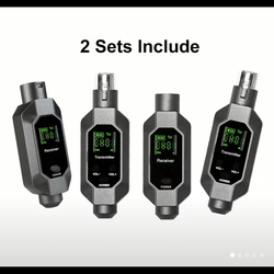 [2 Sets Wireless XLR Mic System] 2 Sets 2.4Ghz Rechargeable Wireless XLR Microphone System with Lock ID Function | Transmitter and Receiver UHF freque