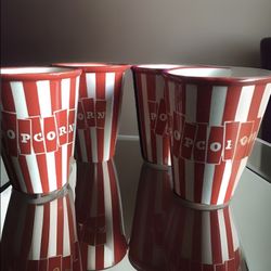 Vintage Certified International Ceramics Popcorn 🍿 Bowls Red And White Stripes Set Of 4