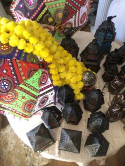 Lanterns garlands umbrella Indian decor decorations wedding